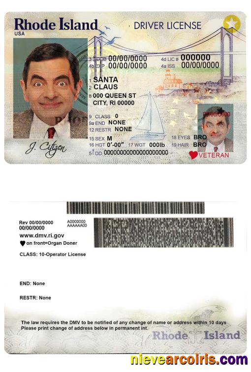 USA Rhode Island state driving license